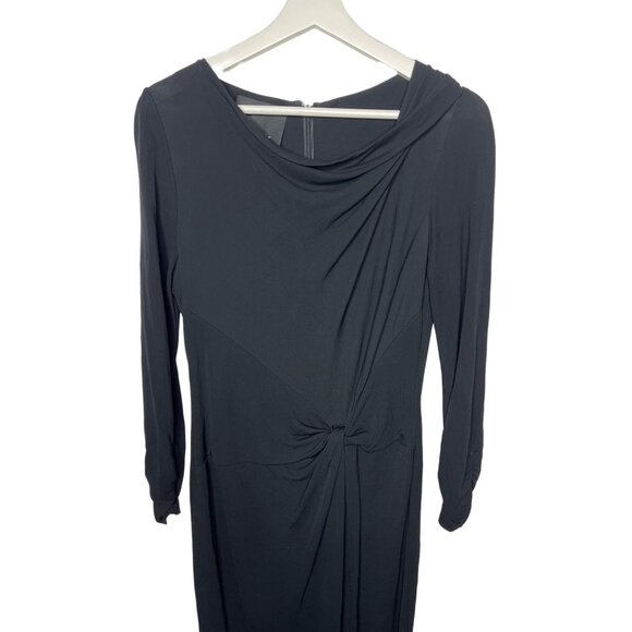Carlisle Black Ruched Sheath Dress Size 4 Long Sleeve - Picture 3 of 10